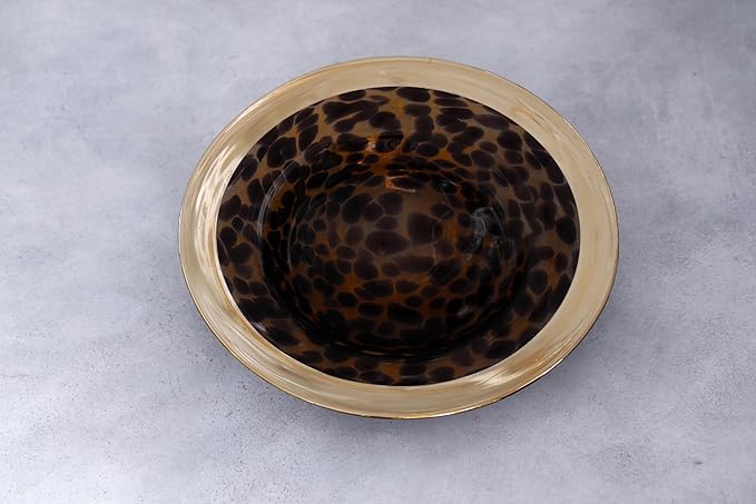 Beatriz Ball GLASS Tortoise and Gold Round Platter