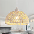 Hand-Woven Rattan Wicker Boho Pendant Light,Minimalist Transitional LED Pendant Hanging Light Fixture for Kitchen Island Dining Room Restaurant Craft Room,Bulb Included W11.81 UL Listed