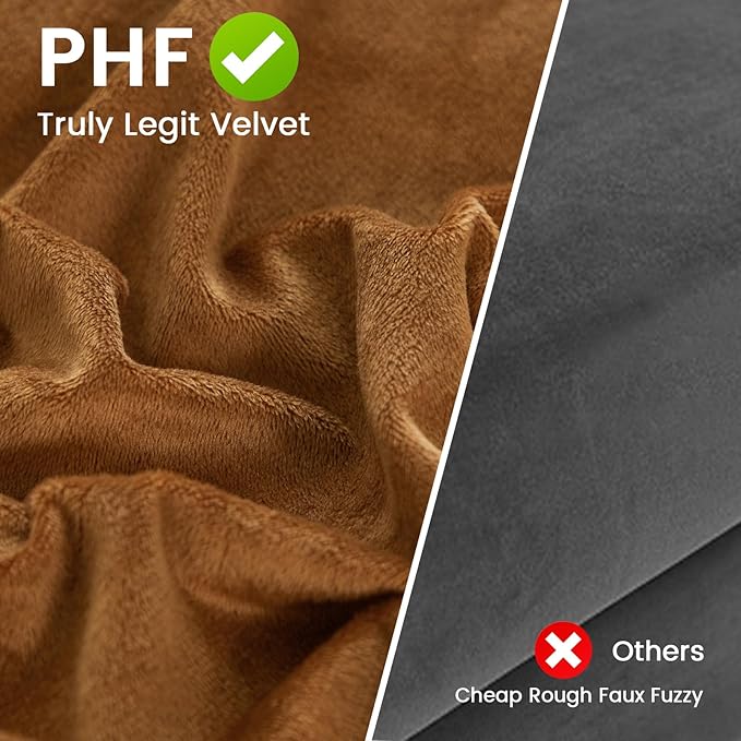 PHF Super Soft Velvet Zippered Body Pillowcase, No Insert, 1 Pack Luxury Cozy Warm Pillow Sham Cover with Zipper, 20"X 54" Long Cozy Fuzzy Flannel Pillow Case, Brownish Camel