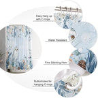 Vandarllin Blue Christmas Shower Curtain, Winter Snowy Owl Poinsettia Eucalyptus Leaves Shower Curtains Set with Hooks, Waterproof Fabric Bathroom Curtains Decor Home Accessories,72 X 78 Inch Long