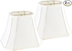 GO&SO Square Cut Corner Lampshades Set of 2, 8x14x11 Inch Medium Table Lamp Shades Cream-Yellow, Natural Fabric Handcrafted, Easy Assembly,Bell Lamp Shade for Floor Lamps Replac for Living Room