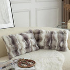 MANDIOO Pack of 2 Thick Plush Wool Decorative Throw Pillow Covers Super Soft Wave Bubble Fur Velvet Cushion Covers Pillow Shams for Couch Bed Living Room 12x20 Inch White Gray