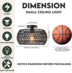 Boho Ceiling Lights Fixtures Black Rattan Chandelier Light Small Rattan Flush Mount Ceiling Lighting Hand-Woven Chandelier for Nursery Light Fixture Kitchen Bedroom Hallway