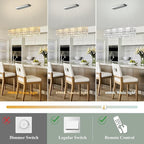 Crystal Linear Chandelier,Modern Rectangular Pendant Light, Glass Chandeliers Elegant Long Bar Hanging Light Fixture for Dining Room, Kitchen Island, Living Room