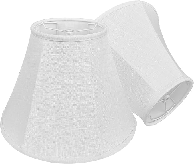 Double White Lamp Shade Set of 2, TOOTOO STAR Large Barrel Lampshade for Floor Light and Table Lamp 6x12x8.5 inch, DIY Fabric Natural Linen Hand Crafted, Spider (White, 6x12x8.5 inch)