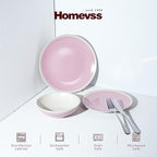 Rock Ridge Speckled Stoneware Dinnerware Set (18pc Set, Pink and Ivory)
