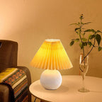 Zenply Korean Pleated Table Lamp, Bedside Nightstand Mini Lamp for Bedroom Living Room Small Spaces