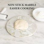 Koville African Natural Marble Cutting Board for Kitchen, 11inch Round Hand Crafted Marble Slab for Cheese, Charcuterie, Pastry Board - Wedding Gift, House Warming Gift