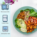 Flat Dinner Plates Set of 8 Alternative for Plastic Plates Microwave and Dishwasher Safe Wheat Straw Plates for Kitchen Unbreakable Kids Plates(Green,9 inch)