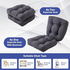 Outdoor Chair Cushions Set of 2, Patio Chair Cushions with Ties,19x19+5” Tufted Outdoor Seat Cushions, Waterproof Patio Furniture Cushions, Outdoor Dining Chair Pads, Dark Grey