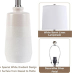 20.5" Ceramic Table Lamp Set of 2 for Bedrooms, White Lamps Set of 2 for Living Room, Minimalist Ceramic Lamps with White Barrel Lampshade, Matte White Ceramic Lamps for Nightstand
