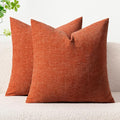 MIULEE Pack of 2 Rust Throw Pillow Covers 18x18 Inch Fall Soft Chenille Pillow Covers for Sofa Living Room Couch Solid Dyed Cases