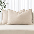 MIULEE Decorative Linen Lumbar Pillow Covers 12x24 Inch Natural Beige Boho FarmhouseNeutral Christmas Couch Throw Pillows for Bed Pack of 2 Accent Modern Pillowcase Sofa Livingroom Home Decor