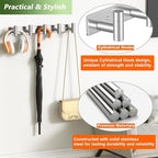 Wall Mounted Coat Rack-5 Hooks, Heavy Duty Stainless Steel Wall Hooks for Towel Coat Bag, Hat Rack Coat Hanger Coat Hooks Towel Racks for Bathroom Entryway Kitchen Hotel (Silvery, 1 Pack)