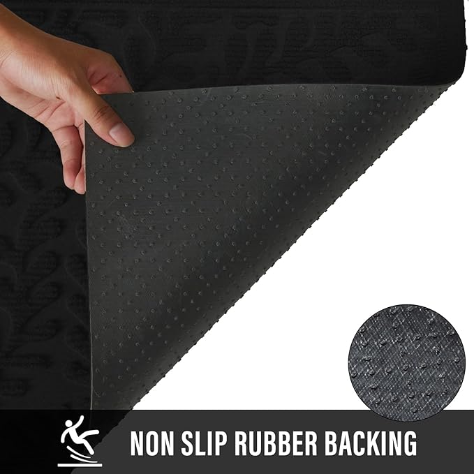 Front Door Mat, Absorbent Dirt Trapping Welcome Door Mat Indoor Outdoor, Non Slip Entry Mat, Indoor Outdoor Door Mats, Fade Resistant, Low Profile Doormat for Entrywayy, 36×24, Black