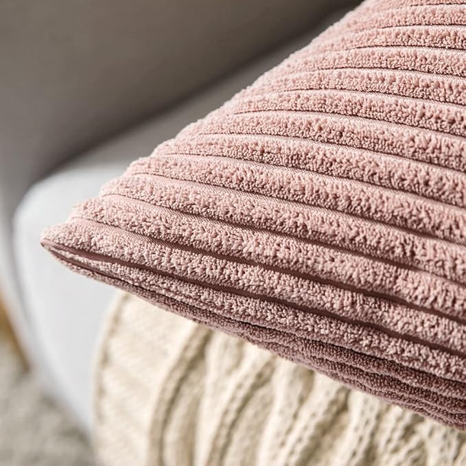 MIULEE Pack of 2 Pillow Covers Soft Soild Decorative Square Throw Pillow Covers Set Cushion Cases Pillowcases for Sofa Bedroom Car 16 x 16 Inch 40 x 40 Cm Blush Pink