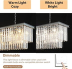Modern Dining Room Chandelier Luxury Rectangular Chrome Crystal Chandelier Over Table, Linear Lighting Fixture for Living Room, Bedroom, Kitchen Island, Pool Table(L55 Inch)