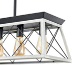 HuixuTe 5-Light Farmhouse Chandeliers for Dining Room, Rustic Kitchen Island Lighting, Adjustable Height Pendant Light for Kitchen, Dining Room Table White