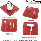 Silicone Dish Drying Mat for Multiple Usage,Easy clean,Eco-friendly,Heat-resistant Silicone Mat for Kitchen Counter or Sink,Refrigerator or Drawer Liner Red XL 18 inches x 16 inches
