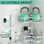 HEVEL Corner Shower Caddy Tension Pole, 4 Tier Adjustable Shower Organizer Corner 62-115 Inch, Rustproof Bathroom Shower Shelves for Bathtub Storage,Silver