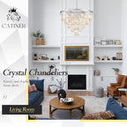 Large Crystal Chandeliers Modern Chrome 30” Chandelier for Foyer Staircase Luxury 5 Tiers 16 Lights K9 Ceiling Pendant Lighting Fixture for Living Room Dining Room Bedroom