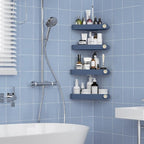 Sotfamily Shower Caddy Corner, 4 Pack Adhesive Corner Shower Shelves for Bathroom Organizers and Storage, Rust Free Plastic Rack for Bathroom Accessories & Decor, Navy