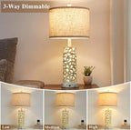 26" Farmhouse Table Lamp - 2 USB A+C 3-Way Dimmable Touch Lamps