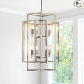 Sliver Foyer Chandelier High Ceiling: Modern 8-Light Farmhouse Lantern Chandeliers for Entryway Industrial Large Pendant Light Fixtures for Entry Staircase Hallway Dining Room Kitchen Island