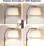 SUNMORY Floor Lamps for Living Room, 9W Bulb Included, Lamp for Bedroom with Adjust Head, Standing Lamp with Rotary Switch, 0-100% Dimmable Floor Lamp for Living Room Bedroom Office Nursery, Brown.
