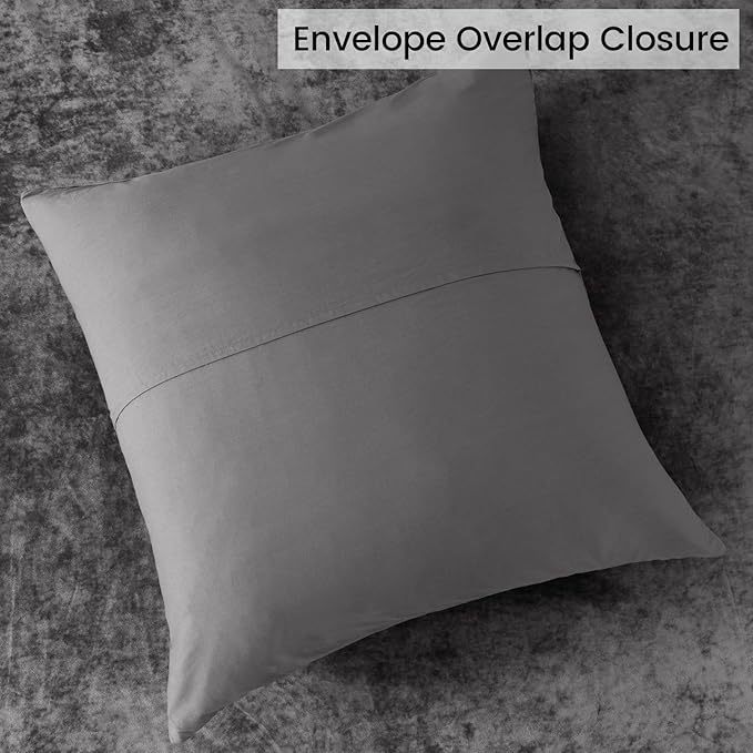 PHF Truly Velvet Euro Sham, 26"x 26",No Insert, 2 Pack Color Gradient Euro Throw Pillow Covers, Ultra Soft Cozy Pillow Covers for Home Decorative, No Shedding, No Pilling, Charcoral/Dark Grey