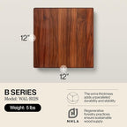 John Boos B Series Square Wooden Walnut Cutting Board 12”x12” – 1.5” Thick, 5-lb Non-Reversible Butcher Block with Wood Bun Feet & Edge-Grain