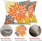DFXSZ Orange Yellow Flower Pillow Covers 22x22 Inch Set of 2 Fall Throw Pillows Outdoor Waterproof Decor for Living Room Sofa Patio Funiture Garden Floral Polyester Pillow Covers 012E22