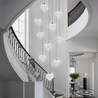 10-Lights LED Staircase Chandelier Modern Foyer Chandeliers Large Chandelier for High Ceilings,Crystal Pendant Light for Living Room Stairwell Dining Room Entryway