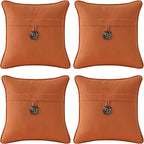 Outdoor Sunbrella Decorative Pillows with Coconut Button Pack of 4, 16" x 16" Outdoor Pillow Set for Couch Bed Throw Patio Sofa, Spectrum Cayenne