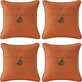 Outdoor Sunbrella Decorative Pillows with Coconut Button Pack of 4, 18" x 18" Outdoor Pillow Set for Couch Bed Throw Patio Sofa, Spectrum Cayenne