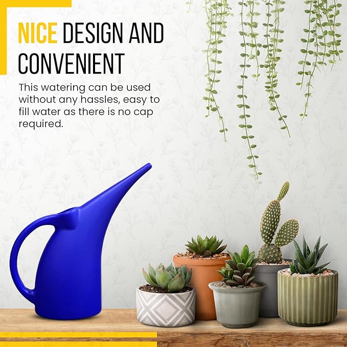 KP KOOL PRODUCTS 1/2 Gallon Watering Can – Small Blue Plastic Watering Can for Indoor & Outdoor Plants, Garden Use – 1 Pack