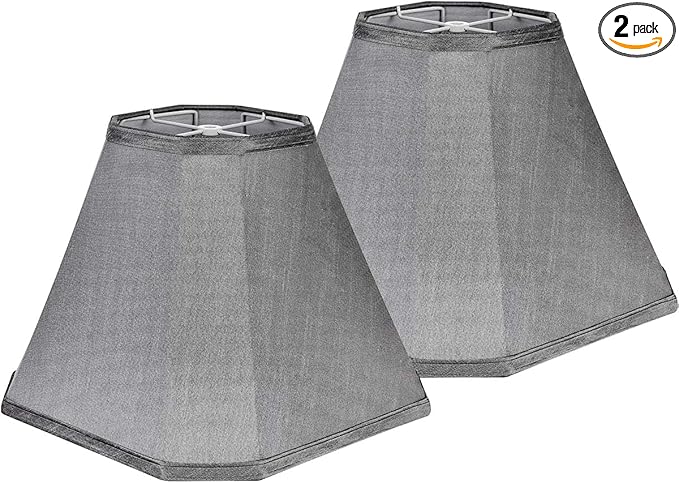 GO&SO Set of 2 Gray Bell Lamp Shades Fabric Lamp Shade,Modern Lamp Shade For Table & Floor Lamp Shade Replacement,6.5"Top x 13"Bottom x 11.2"Slant Height x 10.5''Vertical Height(Spider), Easy Assembly