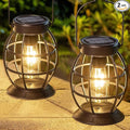 LeiDrail Solar Lantern Outdoor Hanging Solar Lights Metal LED Waterproof Christmas Lanterns Solar Powered Landscape Decor for Table Garden Yard Patio Pathway Porch 2 Pack