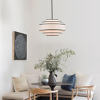 19.7" Black Drum Chandelier with White Linen Lampshade 4-Light Modern Farmhouse Chandelier Light Fixture for Living Room, Dining Room, Kitchen Island, Foyer, Entryway Bedroom