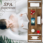 Premium Teak Bathtub Tray Caddy, Expandable Wooden Bath Tray for Bathub, Luxury Bathtub & Bathroom Accessories, Great House Warming, Anniversary & Wedding and Birthday Gifts