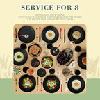 Wrova 32-piece Kitchen Alternative Melamine Wheat Straw Dinnerware Sets,Unbreakbale Dishwasher Safe Kitchen Bowls and Plates Sets with Cups,Apartment Essential Dishes Set for 8.Black Series