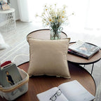 Jeanerlor Solid Natural Cotton Linen Decoration 18"x18" Throw Pillow Sham Cushion Case Soft Pillow Cover Delicate Decorative Pillowcase for Teen Boys&Girls, (45 x 45cm),2 Packs, Light Linen