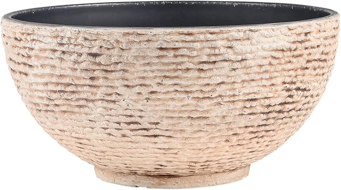 Sungmor Large Garden Bowl Planter Water Plant Pot, Miniature Landscaping Succulent Planter, 15.6 Inch Marble Texture Water Lily Pots, Small Fountain Base Mini Fish Pond Bird Bath