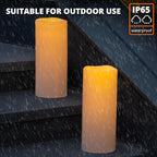 NURADA Large Outdoor Solar Candles Waterproof - 12" x 5" Rechargeable Solar Powered Flameless LED Pillar Flickering Candle for Patio Porch Lanterns Decor - Ivory White Set of 2