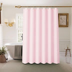 Inhousolu Boho Farmhouse Shower Curtain with Fabric Liner Set, Faux Linen Textured, 12 Metal Hooks Luxury Weighted Hem, Washable Wrinkle Free Bath Curtain for Hotel Bathroom 60" W x 72" L Pink