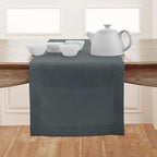 Solino Home Linen Hemstitch Table Runner 36 Inches - 100% Pure Linen Dark Grey Table Runner 14 x 36 Inch Ideal for Dresser and Coffee Tables - Classic Hemstitch - Thanksgiving