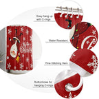 Red Merry Christmas Shower Curtain, Funny Hanging Santa Shower Curtains Set with Hooks, Snow Winter Holiday Waterproof Fabric Bathroom Curtains Decor Home Accessories,72 X 84 Inch Extra Long