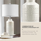 23.5" Ceramic Table Lamps for Living Room, Modern Cream White Table Lamps for Bedrooms Set of 2, Vintage Ceramic Lamps for Night Stands, White Shade Retro Nightstand Lamps for Bedroom