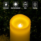 12" x 5" White Large Waterproof Outdoor Flameless Candles Battery Operated LED Flickering Pillar Candles with Remote and Timer for Indoor Outdoor Lanterns, Long Lasting, Set of 2