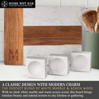 HomeWetBar Personalized Charcuterie Board Gift Set | Custom 15.75" x 11.75" White Marble & Acacia Wood Cheese Board with Serving Bowls | Perfect Housewarming + Wedding + Couples Gift Idea
